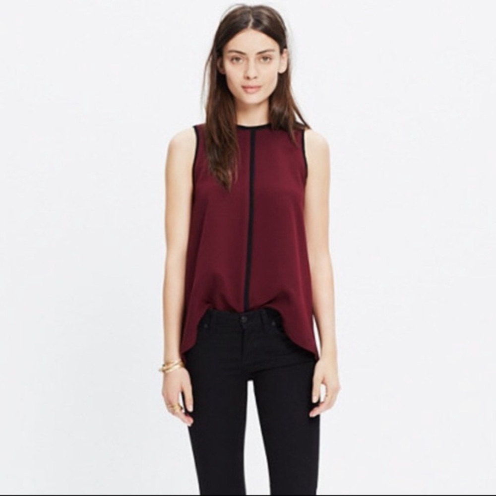 Madewell Crepe Canal Burgundy Tank Top